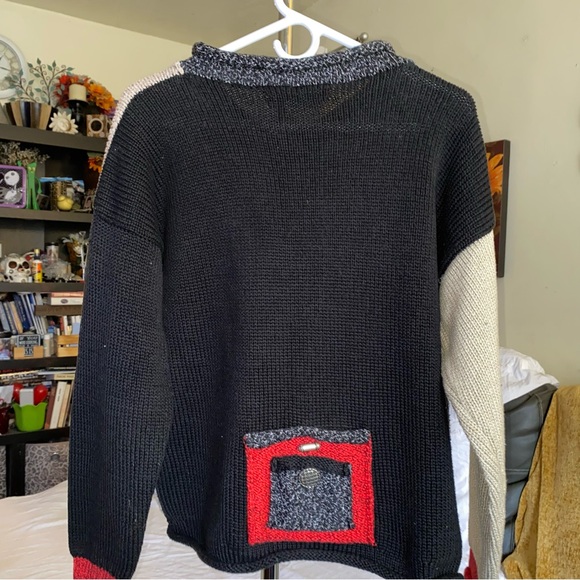 VTG Ani Barrie Color Block Button Cardigan Ramie Grandma Artsy Size S - Picture 10 of 13